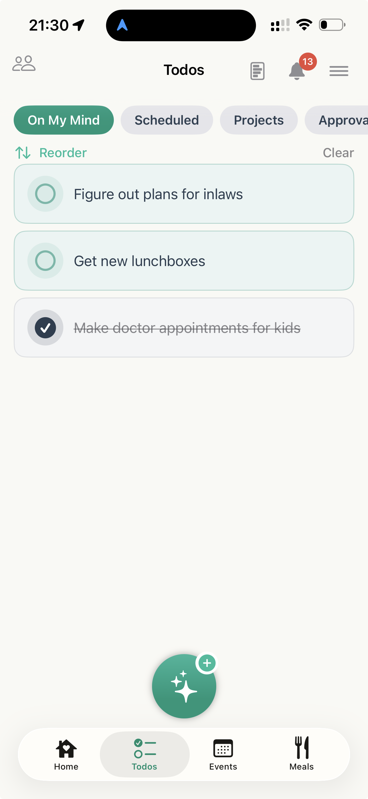 On My Mind and Scheduled todos